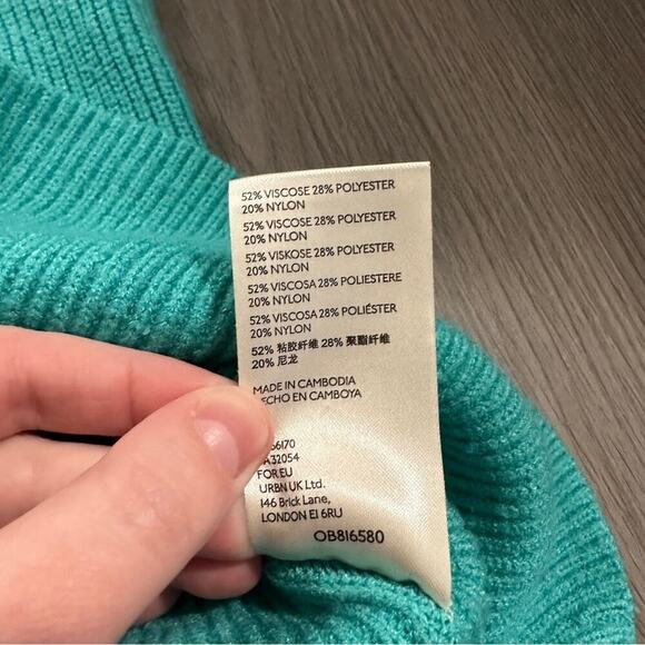 Free People Oasis Blue Softly Structured Knit Tunic Turtleneck Sweater Size XS - Picture 7 of 10